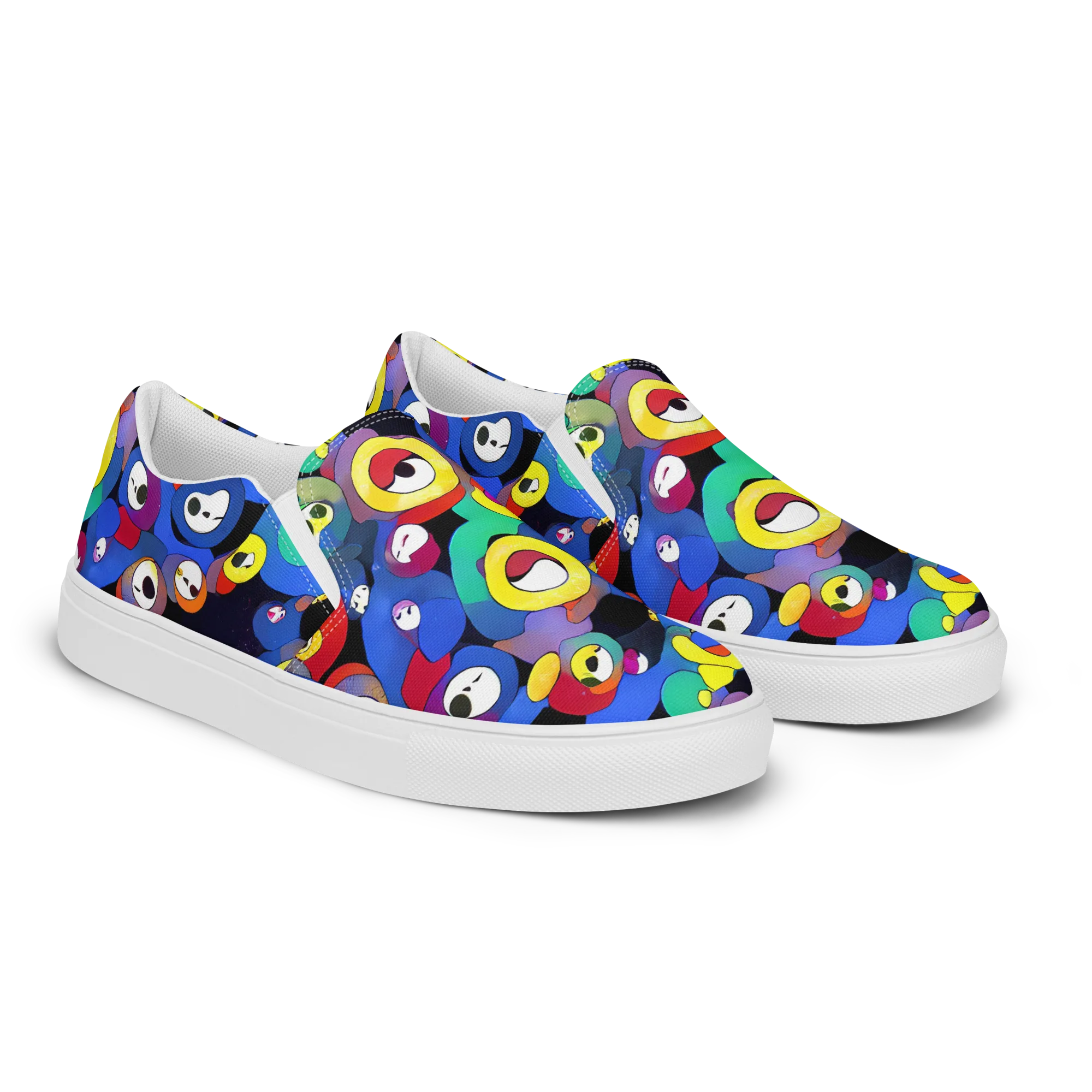 Neon Watchers on Men's Slip-On Canvas Shoes — Right Front