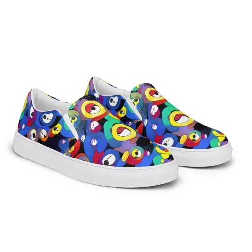 Neon Watchers on a Men's Slip-On Canvas Shoes