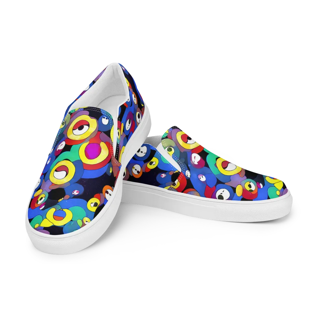 Neon Watchers on Men's Slip-On Canvas Shoes — Left Front