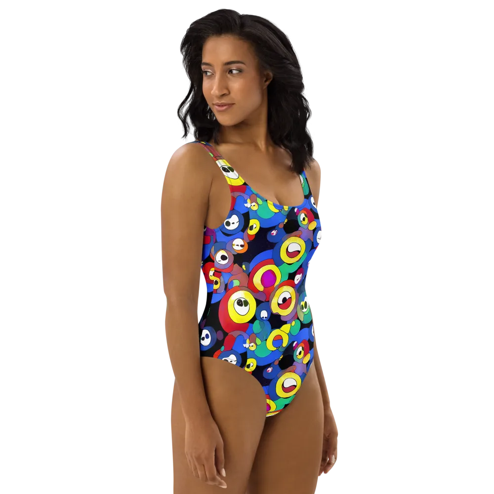 Neon Watchers on One-Piece Swimsuit — Right