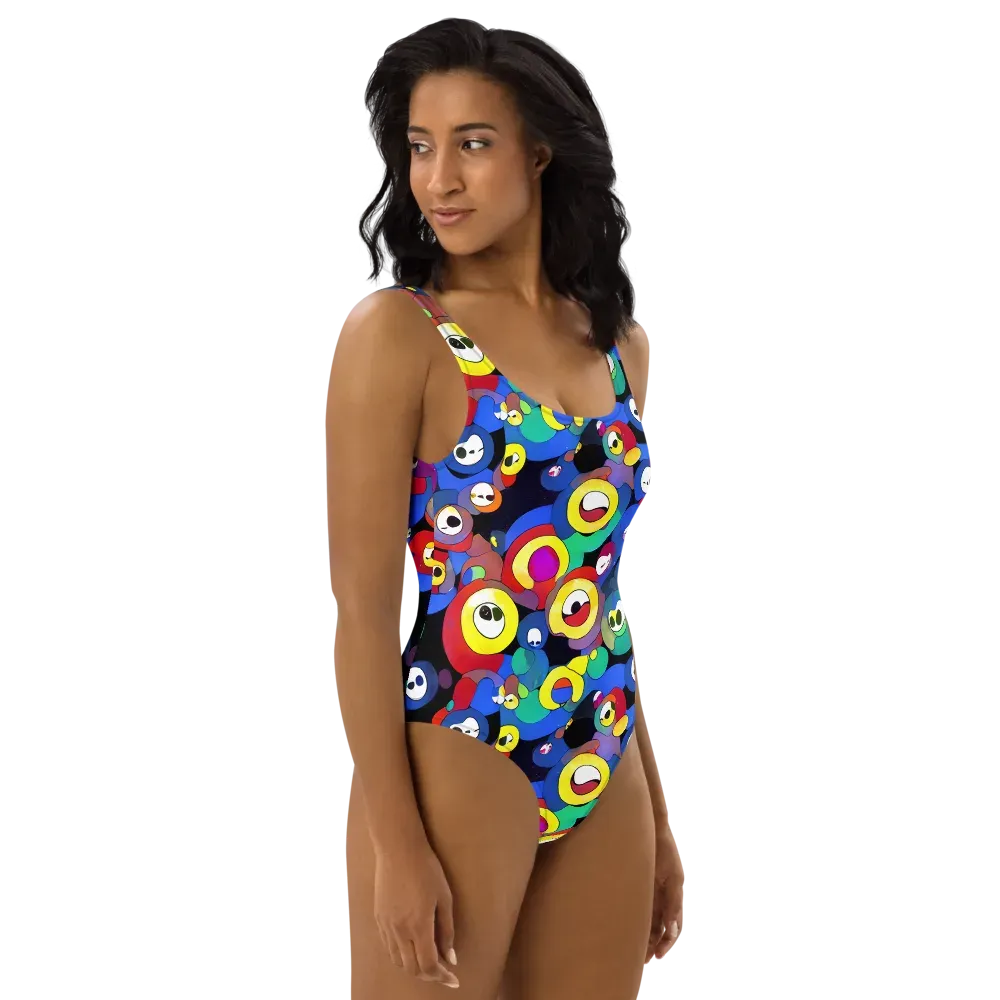 Neon Watchers on One-Piece Swimsuit — Right