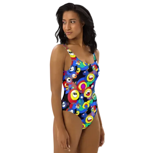 Neon Watchers on a One-Piece Swimsuit