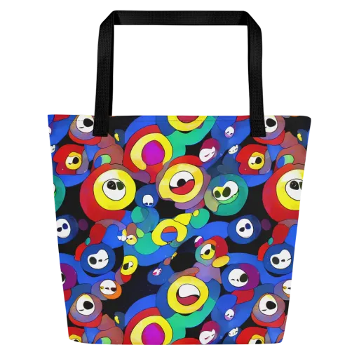 Neon Watchers on a Large Tote Bag W/ Pocket