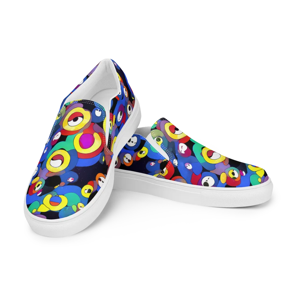 Neon Watchers on Women's Slip-On Canvas Shoes — Left Front