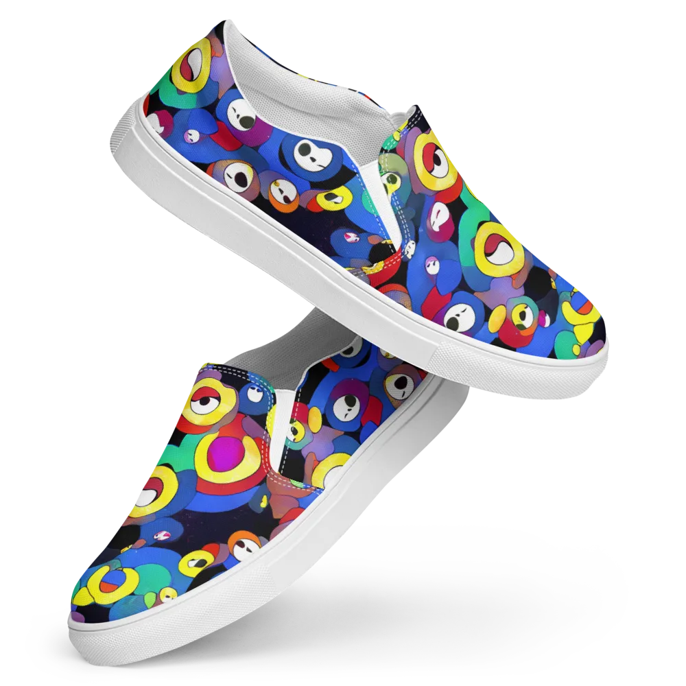 Neon Watchers on Women's Slip-On Canvas Shoes — Front