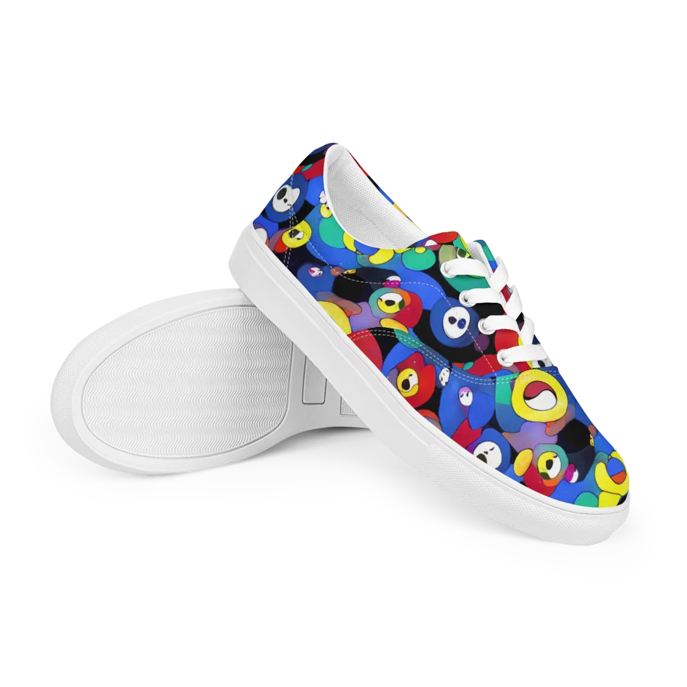 Neon Watchers on Men's Lace-Up Canvas Shoes — Right Front
