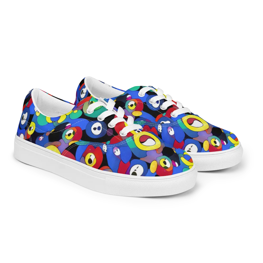 Neon Watchers on Men's Lace-Up Canvas Shoes — Right Front