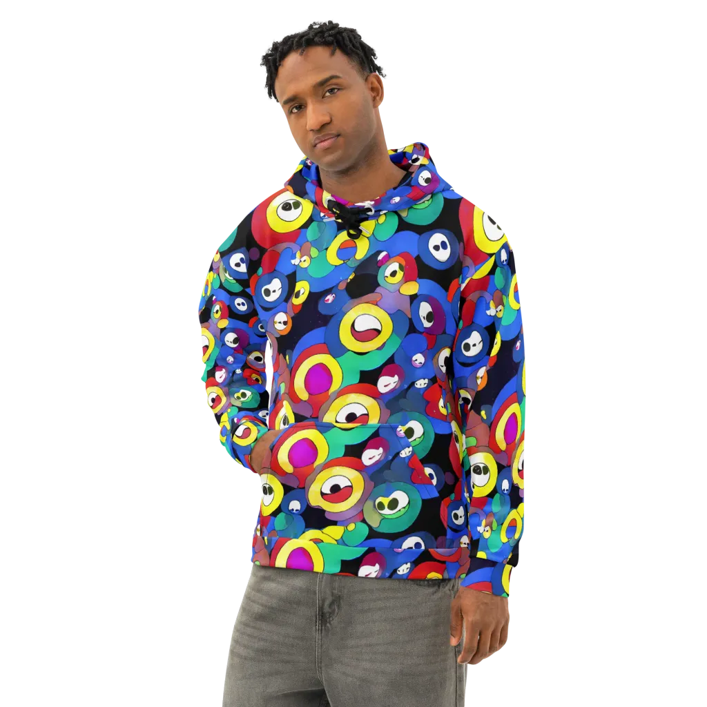Neon Watchers on Cotton Hoodie — Left Front