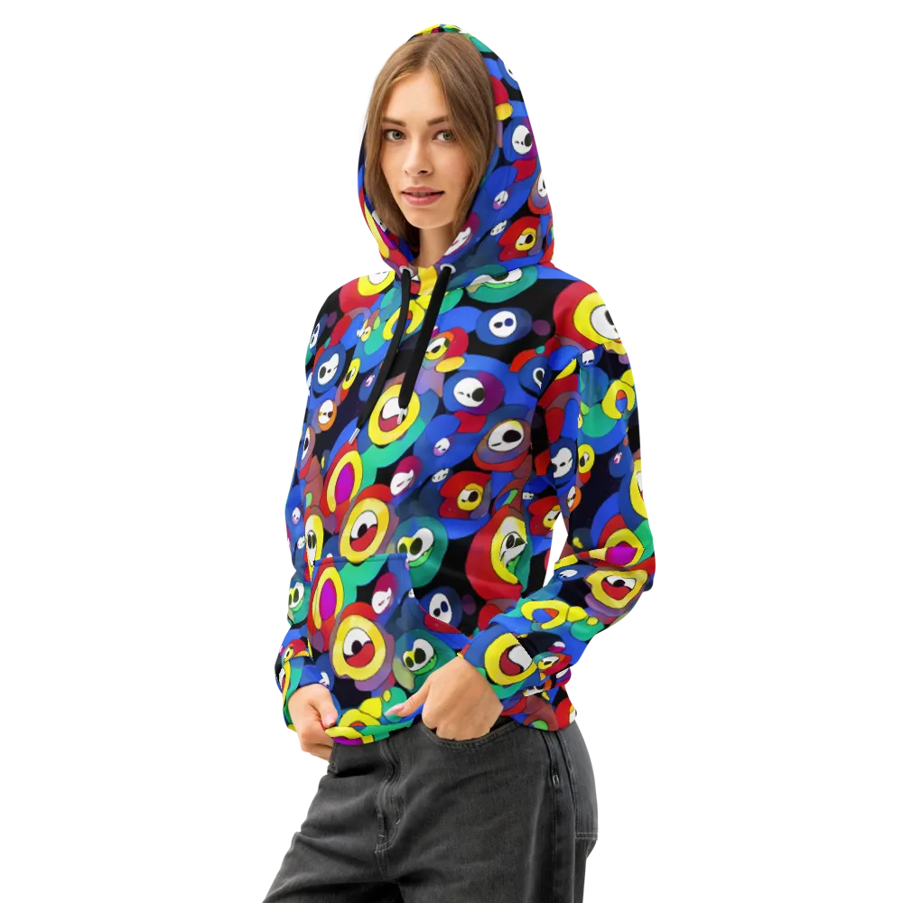 Neon Watchers on Cotton Hoodie — Left Front