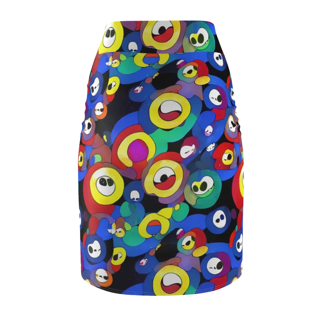 Neon Watchers on Pencil Skirt — Back