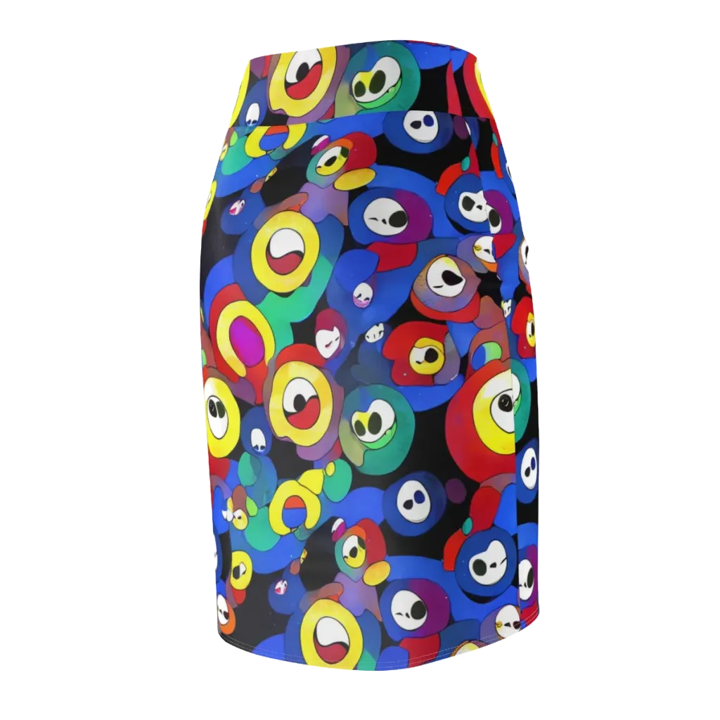 Neon Watchers on Pencil Skirt — Back Side