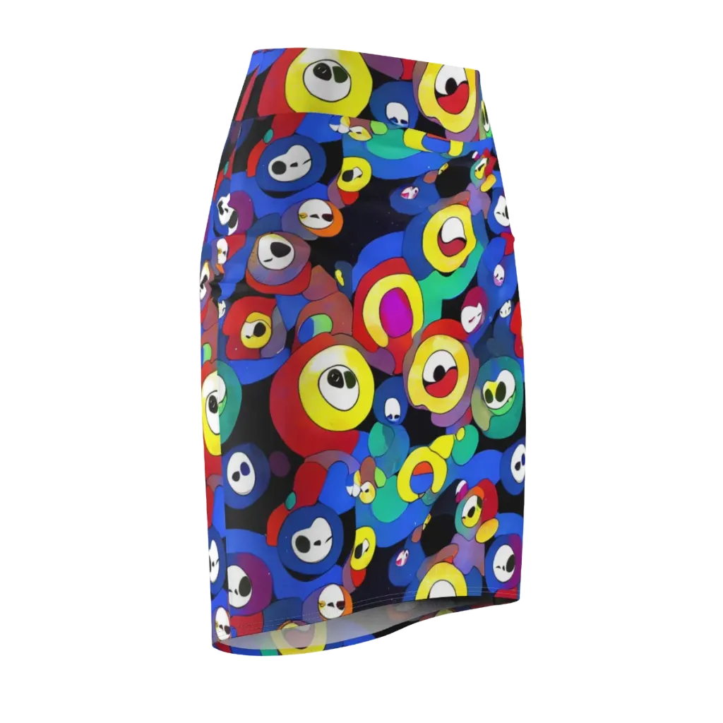 Neon Watchers on Pencil Skirt — Front Side