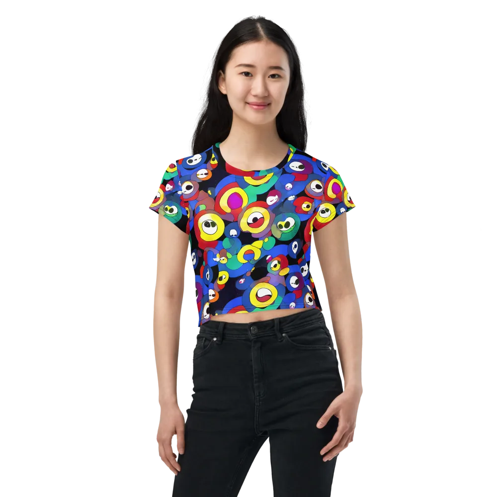 Neon Watchers on Crop Tee — Front
