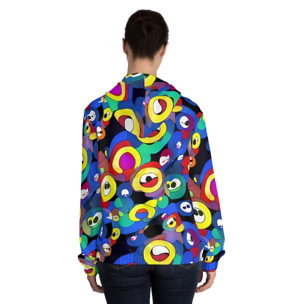 Neon Watchers on Women's Full-Zip Hoodie — Back On Person