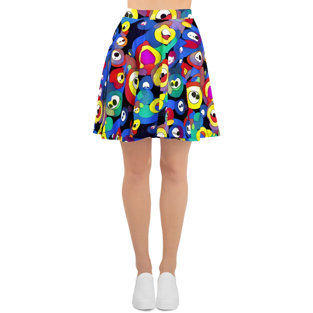Neon Watchers on Skater Skirt — Front