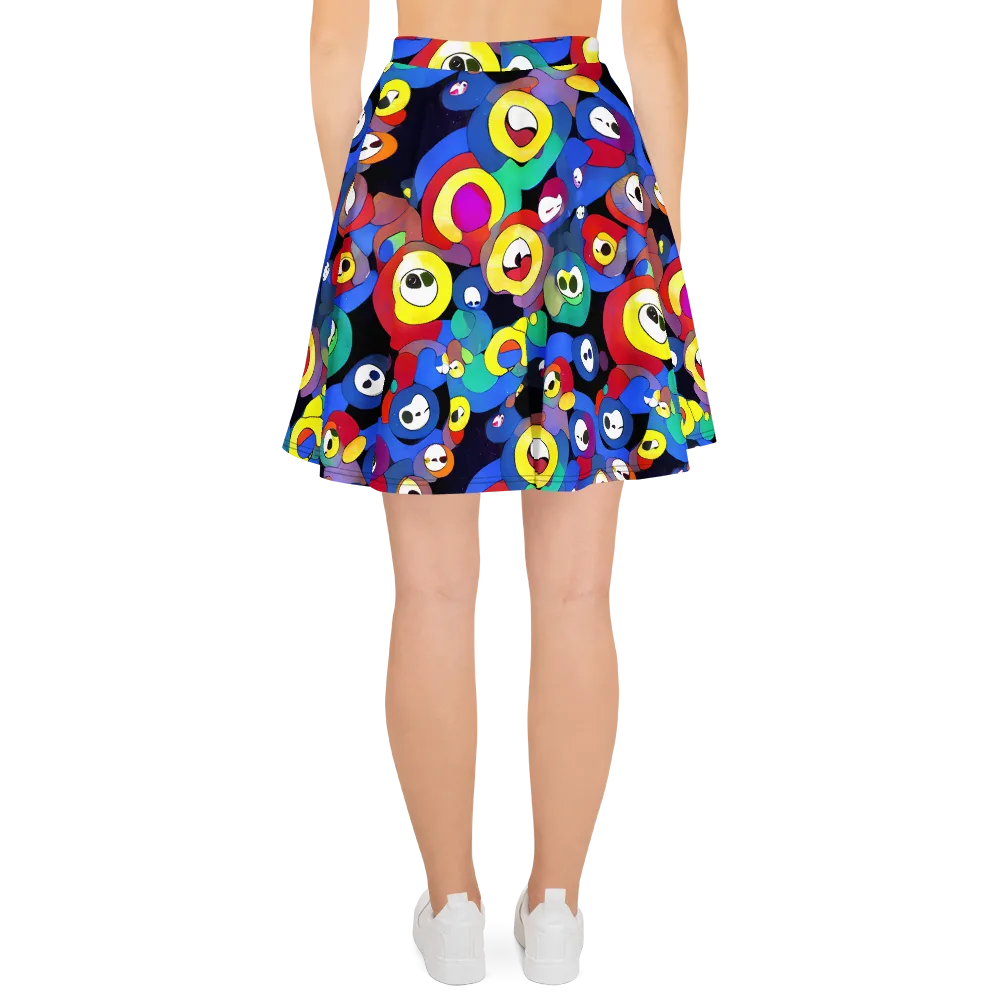 Neon Watchers on Skater Skirt — Back