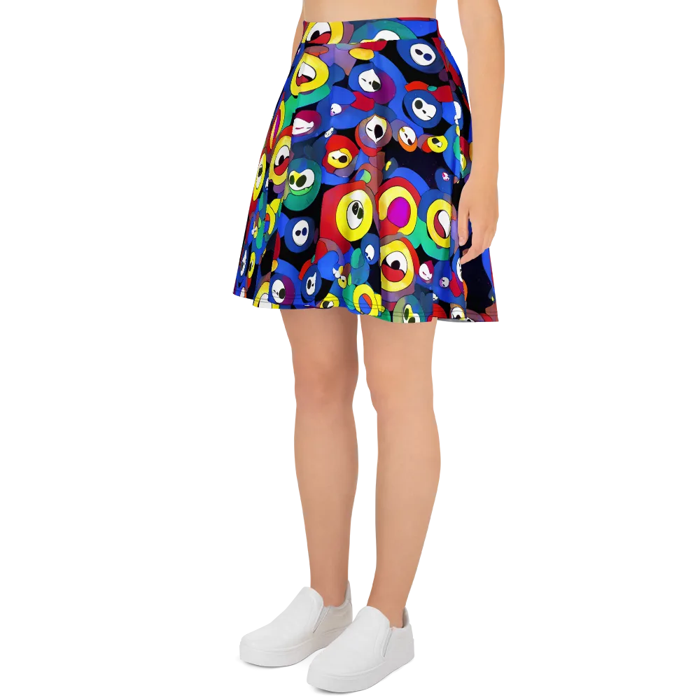 Neon Watchers on Skater Skirt — Left