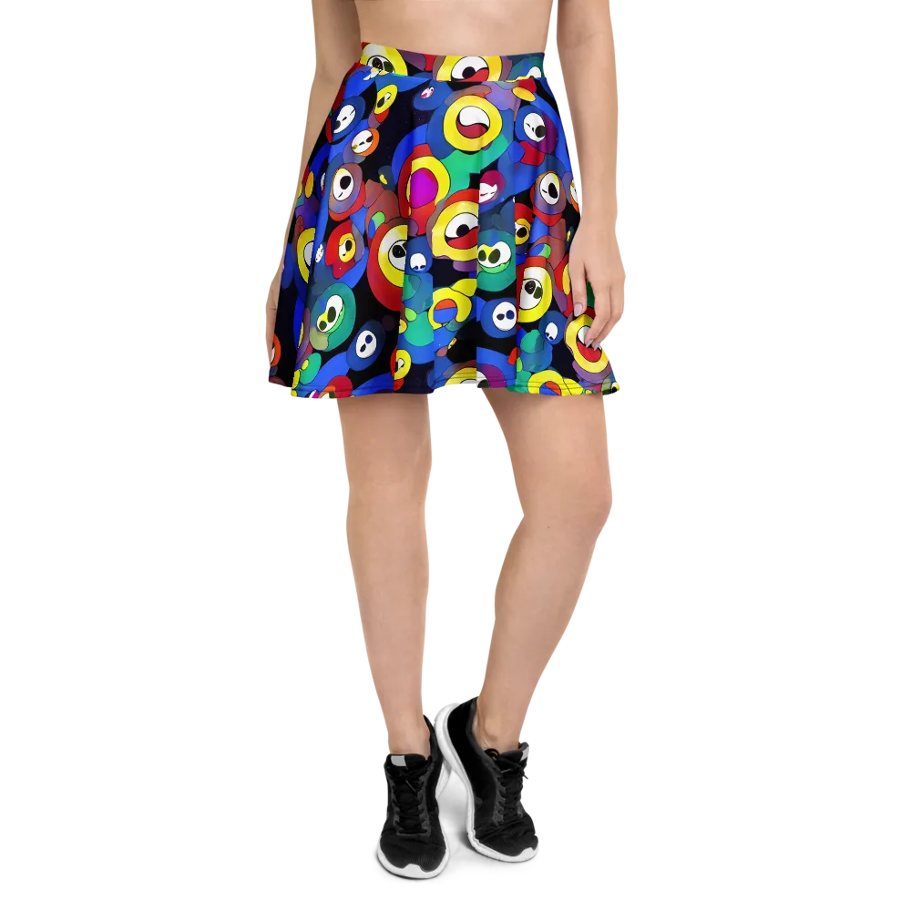Neon Watchers on Skater Skirt — Front