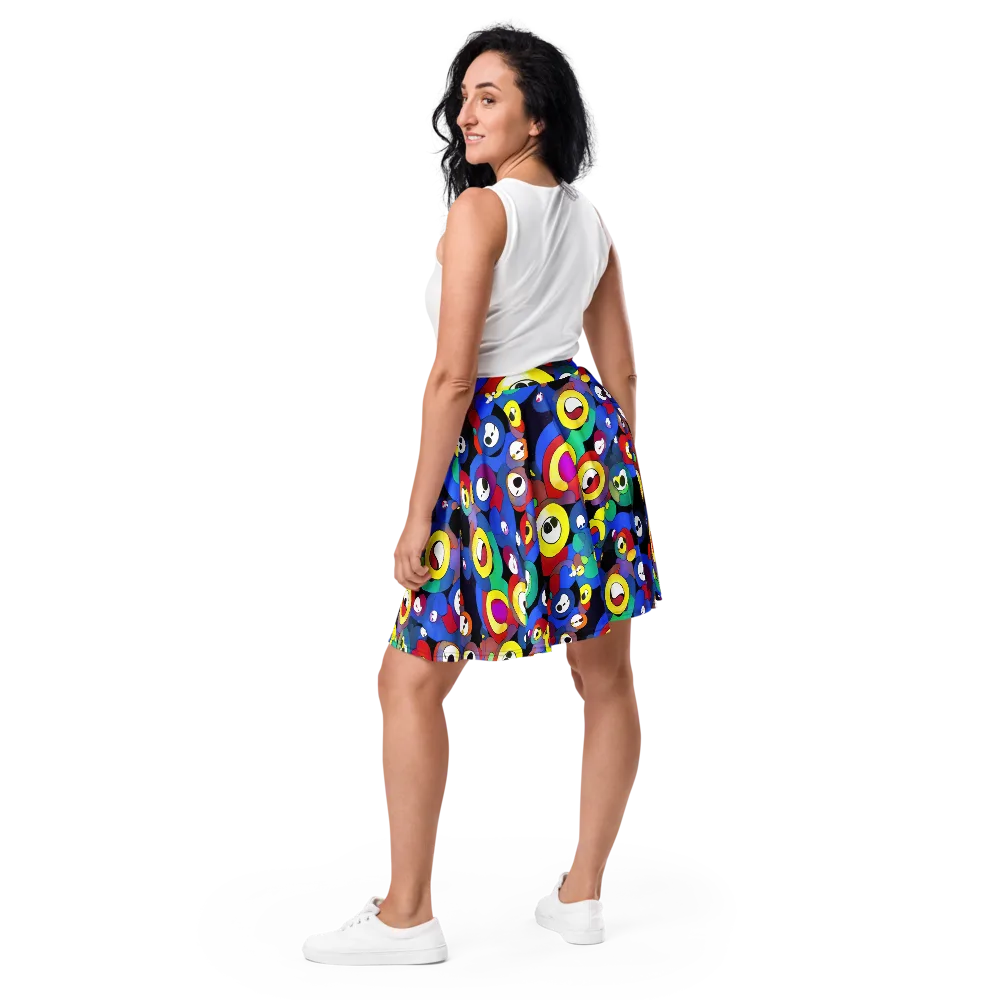 Neon Watchers on Skater Skirt — Back