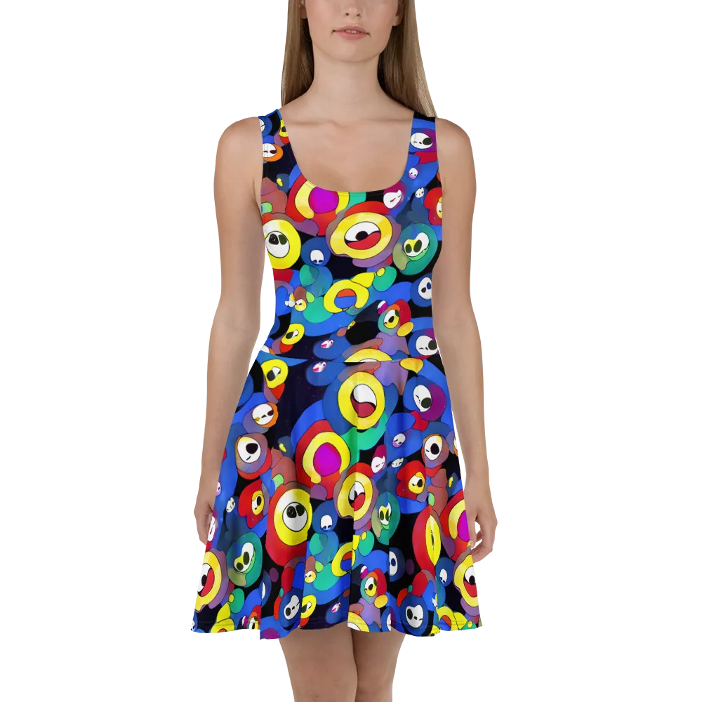 Neon Watchers on Skater Dress — Front