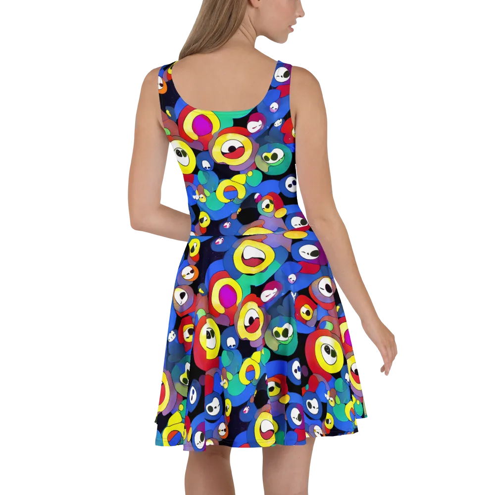 Neon Watchers on Skater Dress — Back