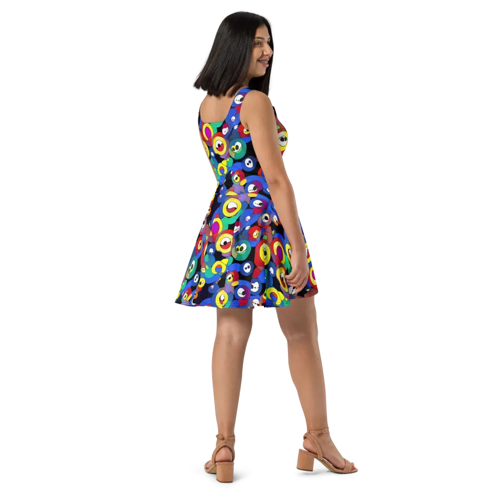 Neon Watchers on Skater Dress — Right