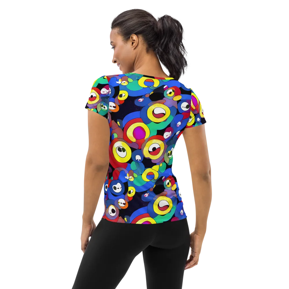 Neon Watchers on Women's Athletic T-Shirt — Back