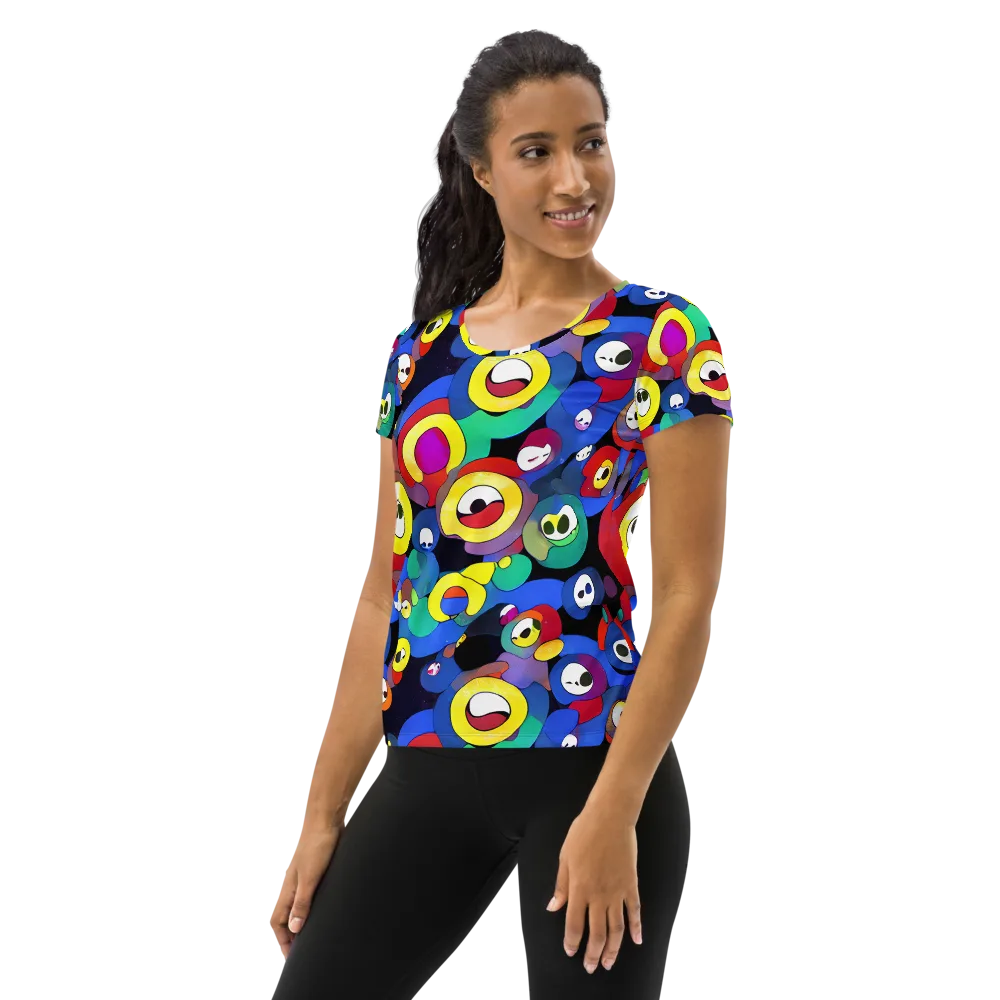 Neon Watchers on Women's Athletic T-Shirt — Left