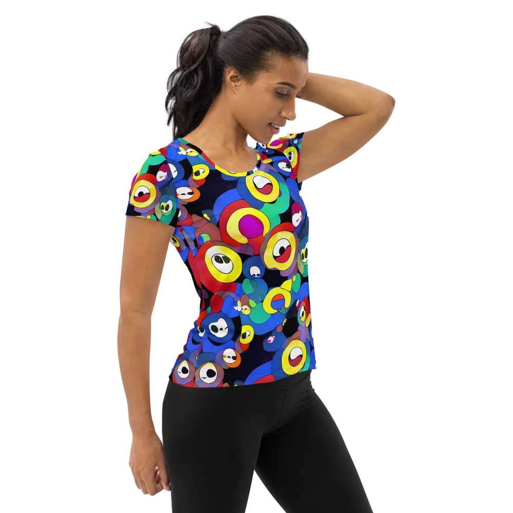 Neon Watchers on Women's Athletic T-Shirt — Right