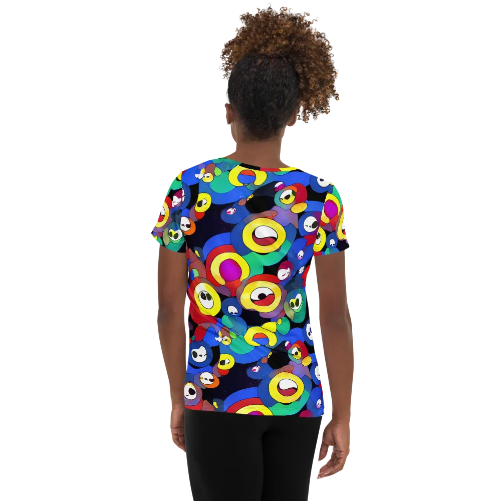 Neon Watchers on Women's Athletic T-Shirt — Back