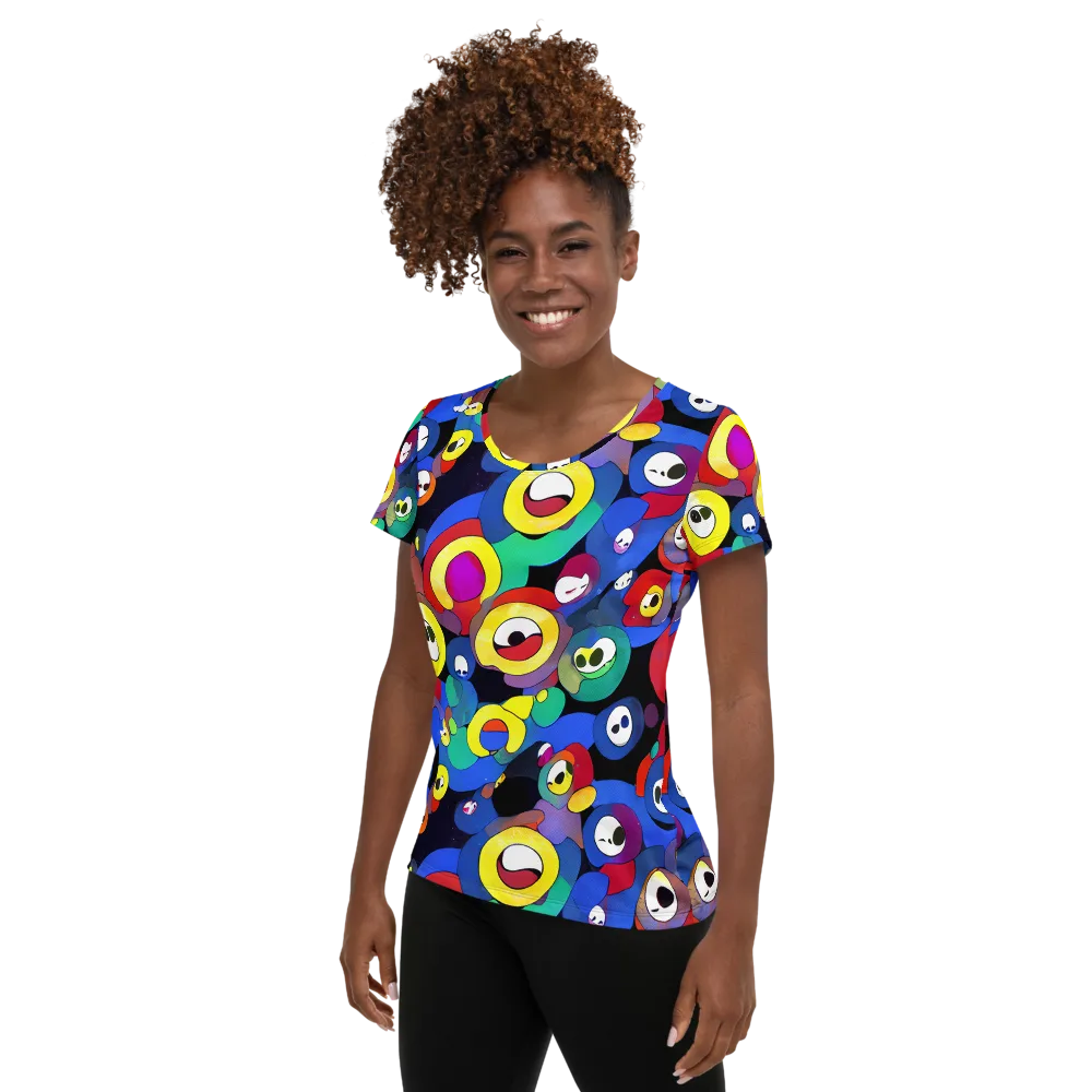 Neon Watchers on Women's Athletic T-Shirt — Left