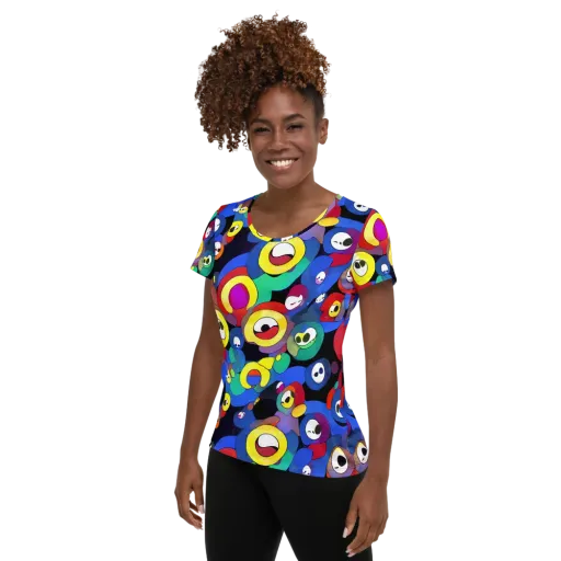 Neon Watchers on a Women's Athletic T-Shirt