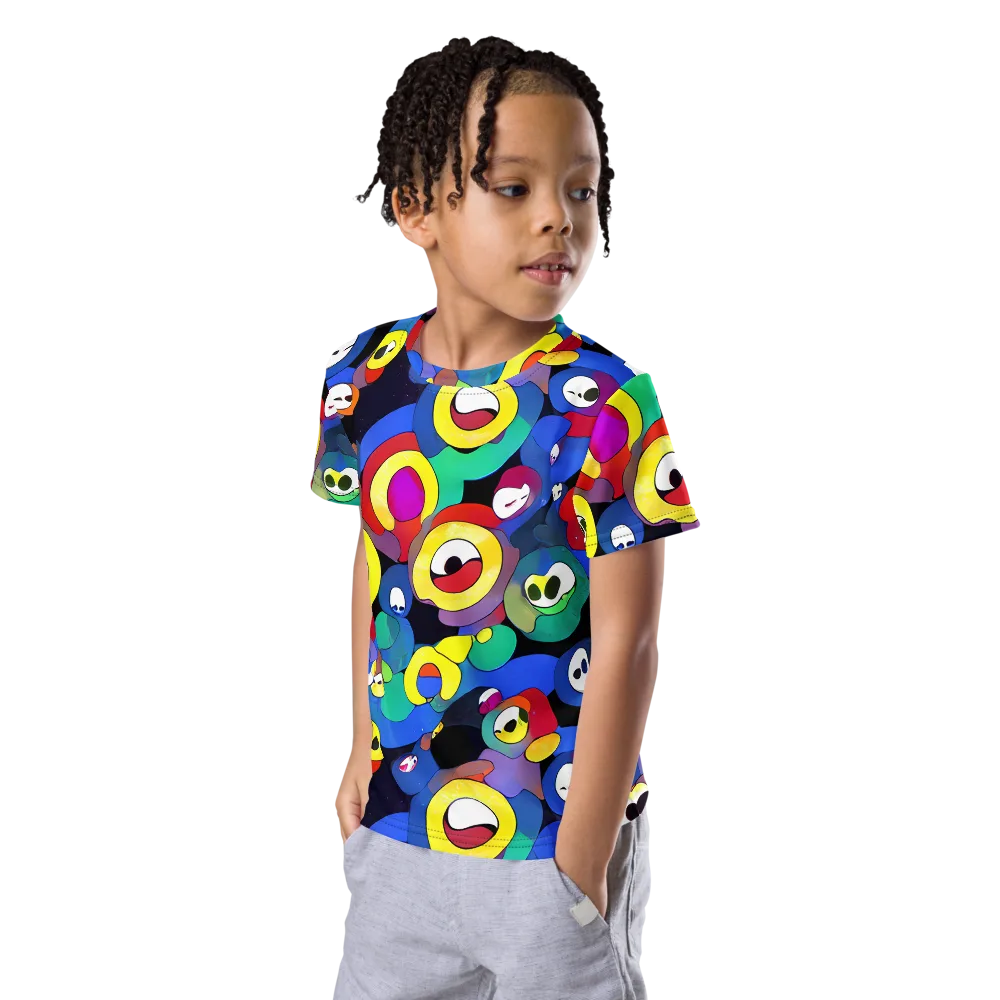Neon Watchers on Kids Crew Neck T-Shirt — Left Front