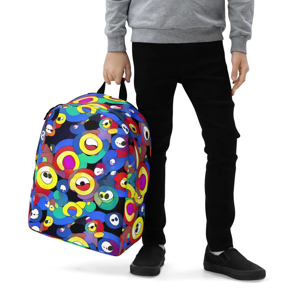 Neon Watchers on Minimalist Backpack — Zoomed-in