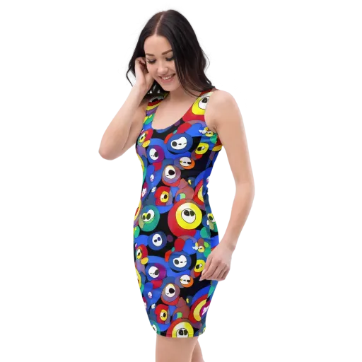 Neon Watchers on a Bodycon Dress