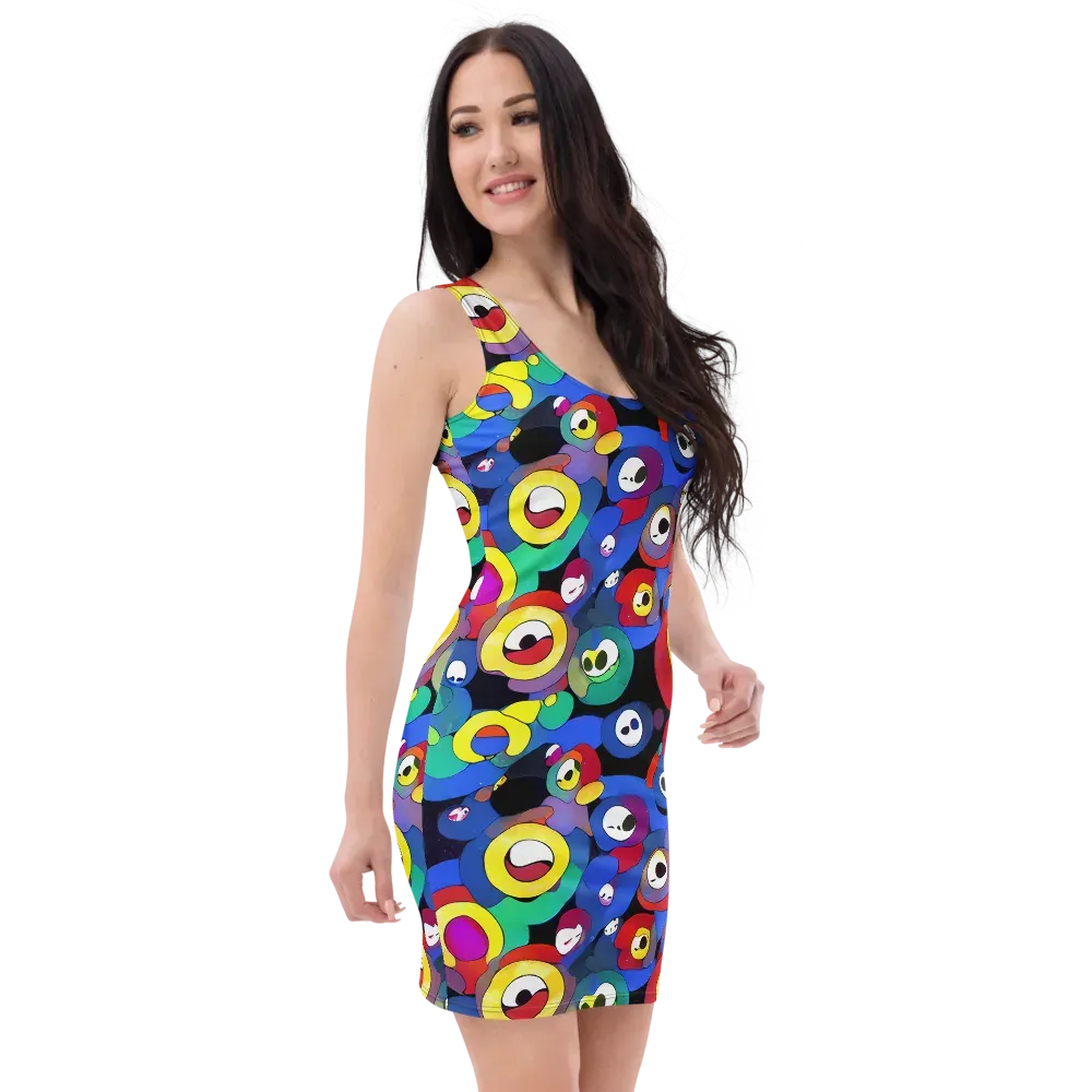 Neon Watchers on Bodycon Dress — Right Front
