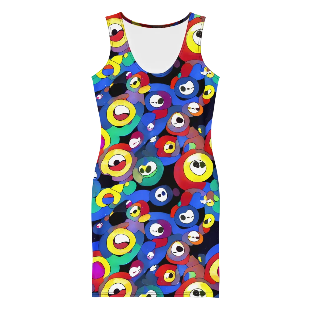 Neon Watchers on Bodycon Dress — Front