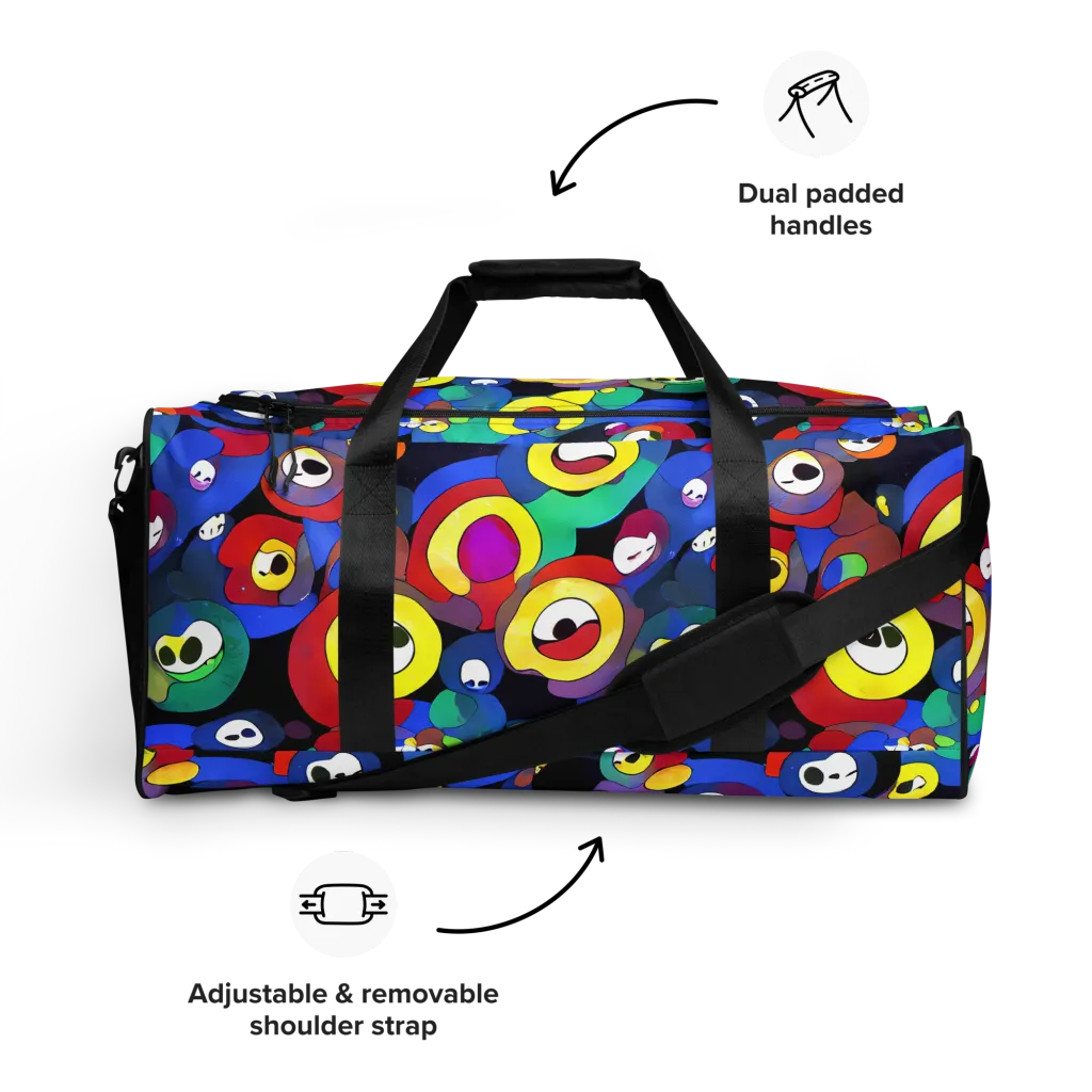 Neon Watchers on Duffle Bag — Front