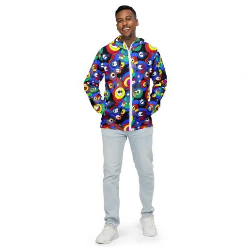 Neon Watchers on a Men's Windbreaker