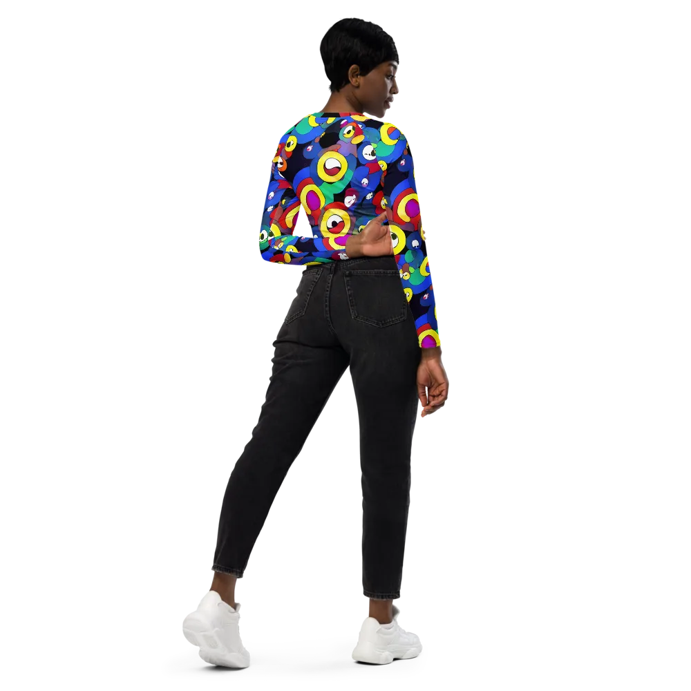 Neon Watchers on Long Sleeve Crop Top — Right Back