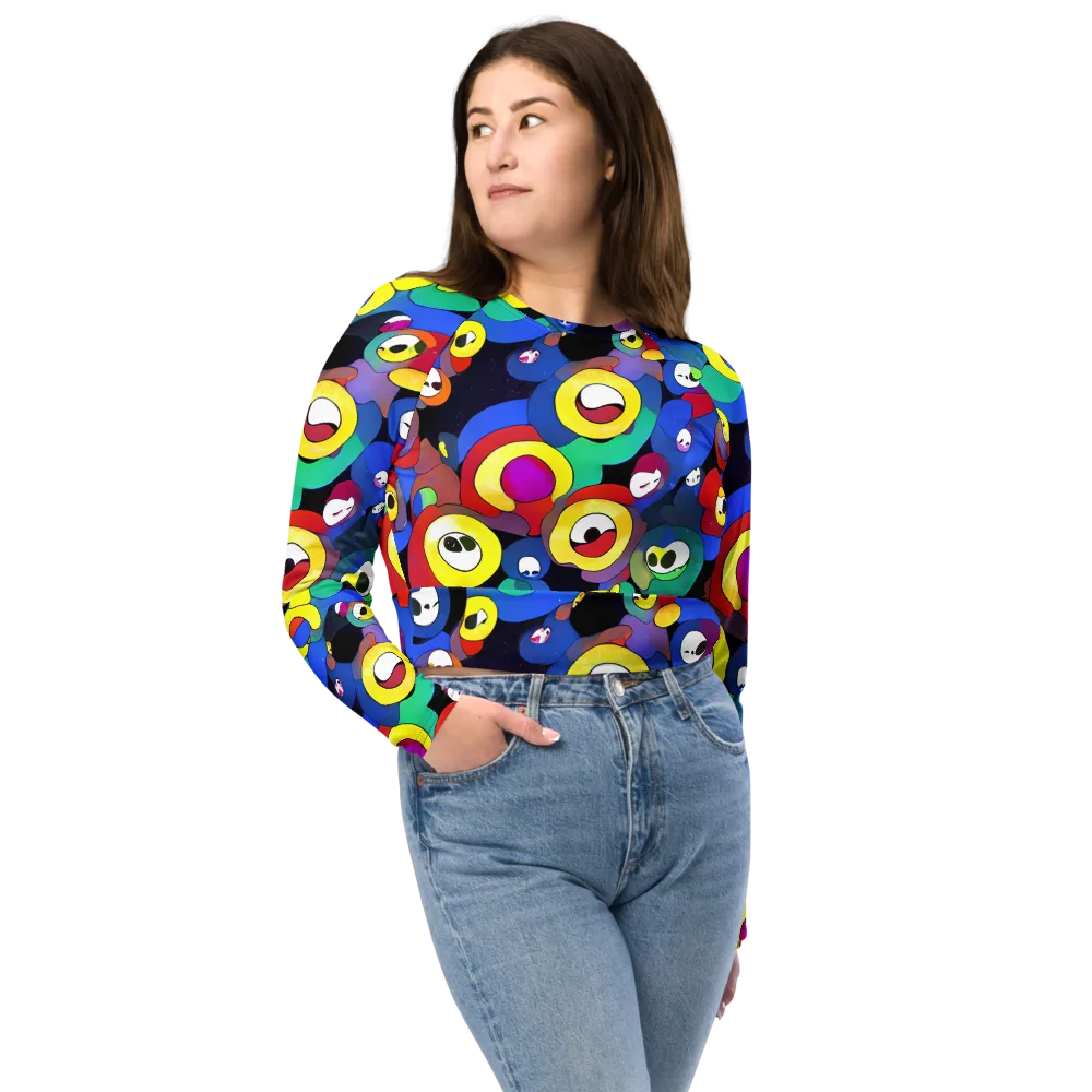 Neon Watchers on Long Sleeve Crop Top — Front
