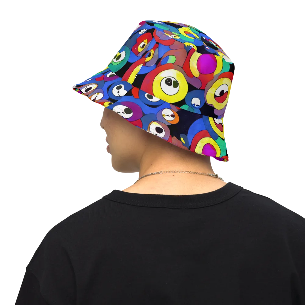 Neon Watchers on Reversible Bucket Hat — Back Inside