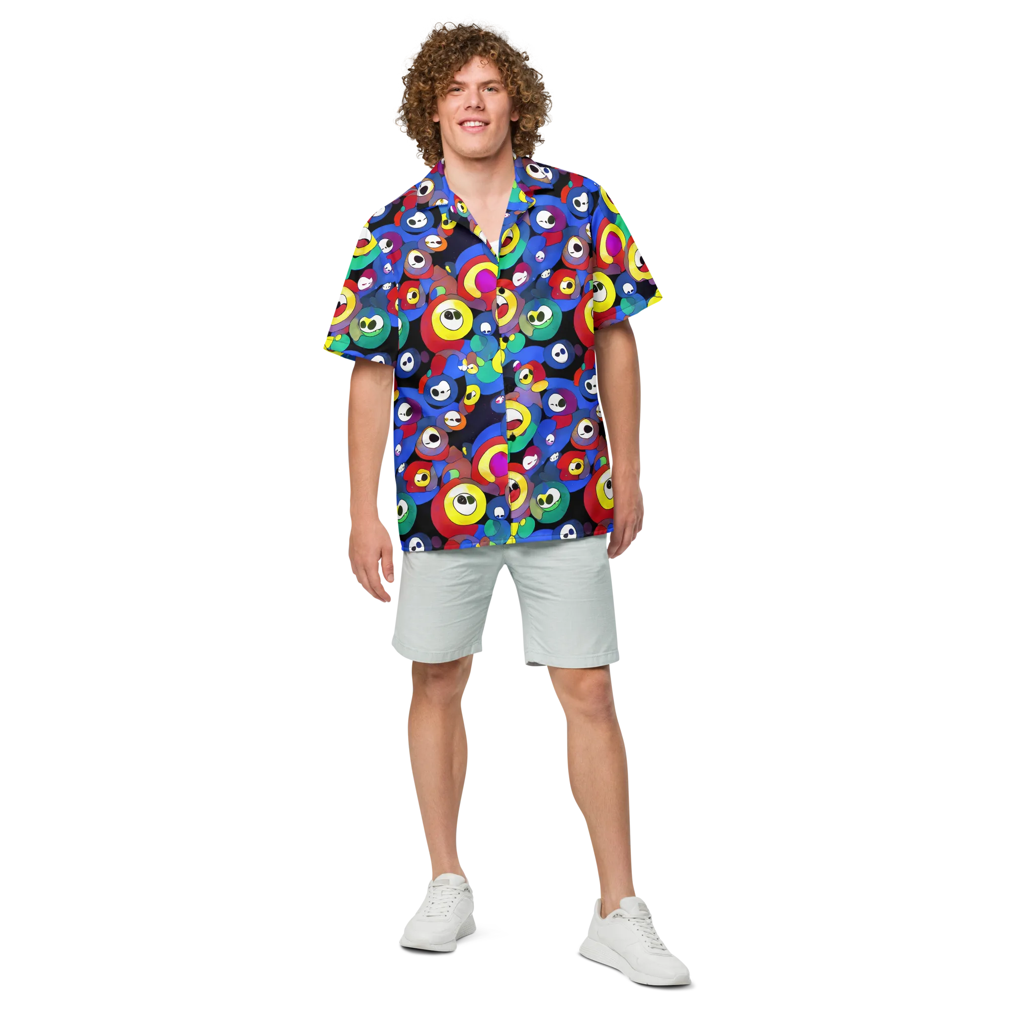 Neon Watchers on Button Shirt — Front