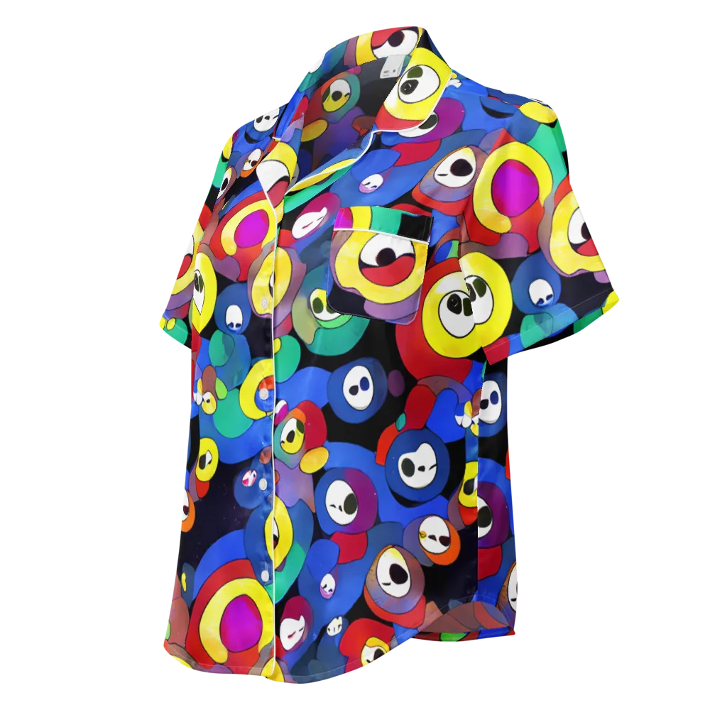 Neon Watchers on Women's Short Sleeve Pajama Top — Left Front