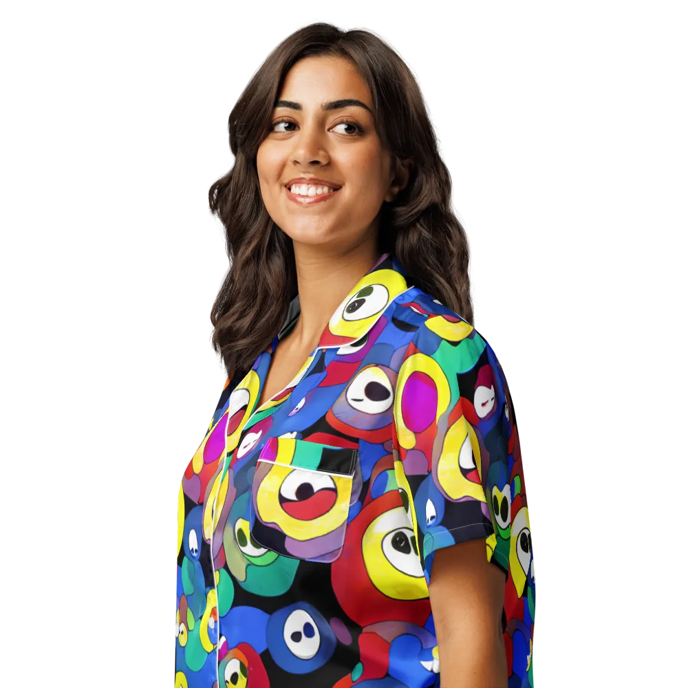 Neon Watchers on Women's Short Sleeve Pajama Top — Left Front