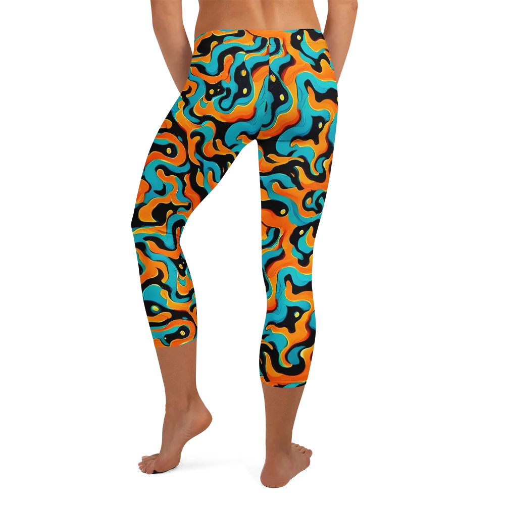 Voltage Wave on Capri Leggings — Back