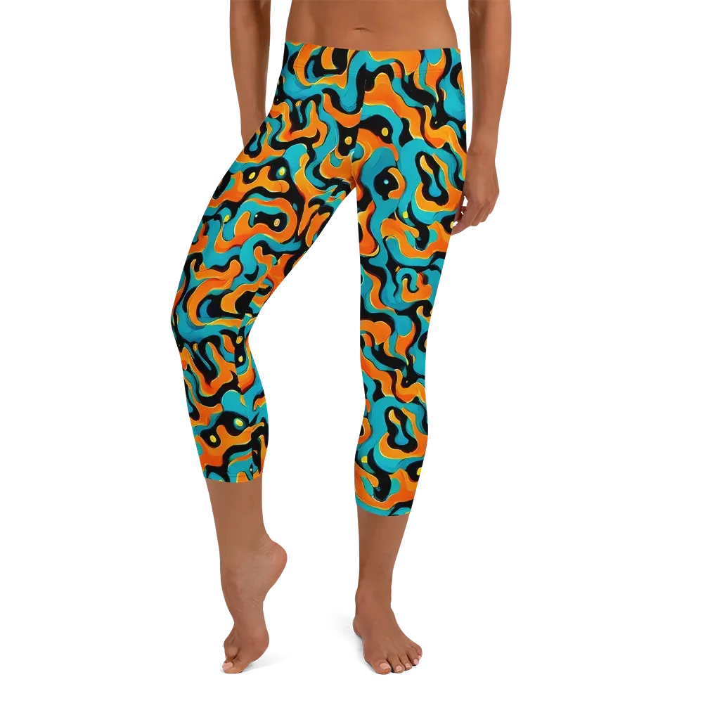 Voltage Wave on Capri Leggings — Front