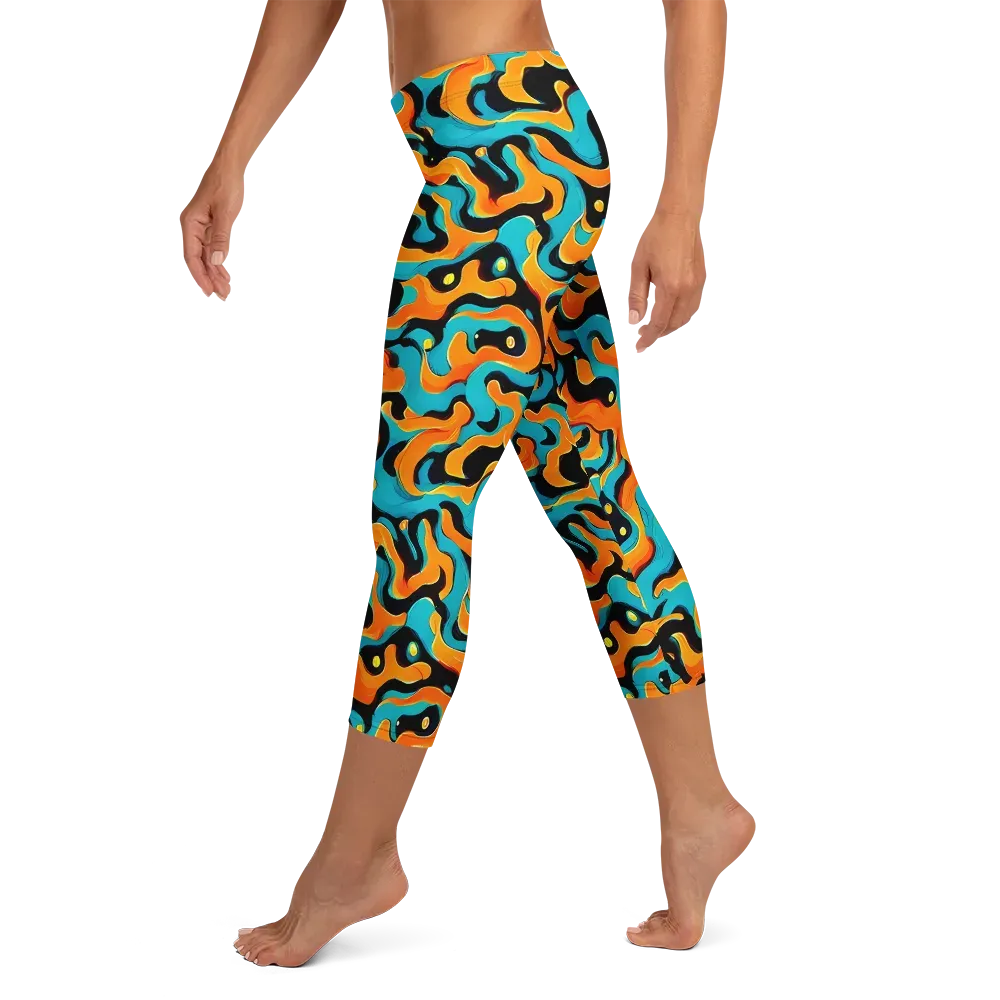 Voltage Wave on Capri Leggings — Left