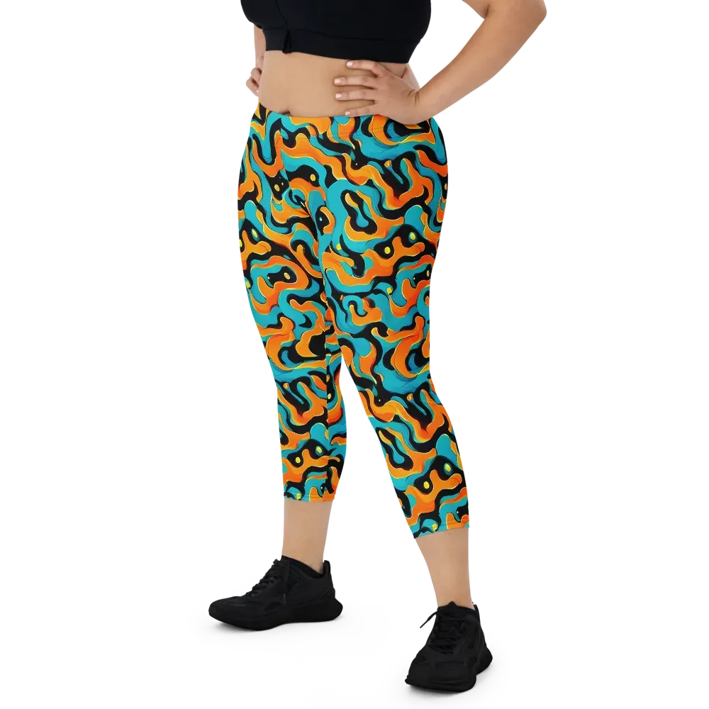 Voltage Wave on Capri Leggings — Front