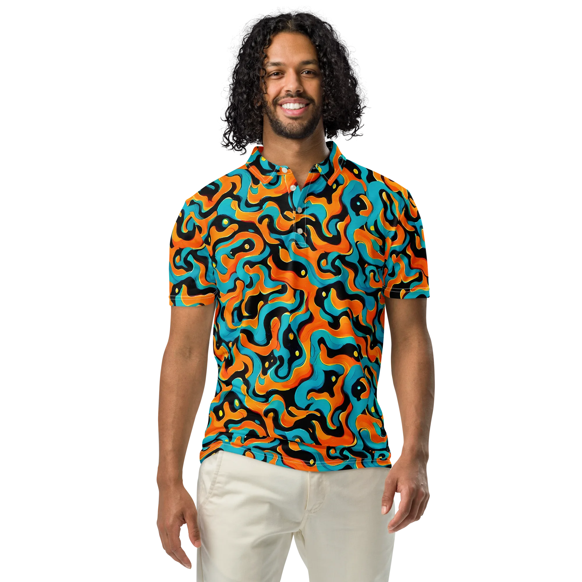 Voltage Wave on Men's Slim Fit Polo Shirt — Front